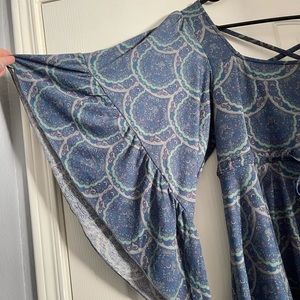 Earthbound - Blue and purple dress with dramatic sleeves